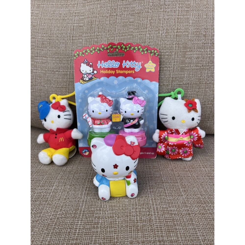 Y2K Hello Kitty Sanrio Lot 3 McDonald’s Collectible Keychain Figure & Stamp Set